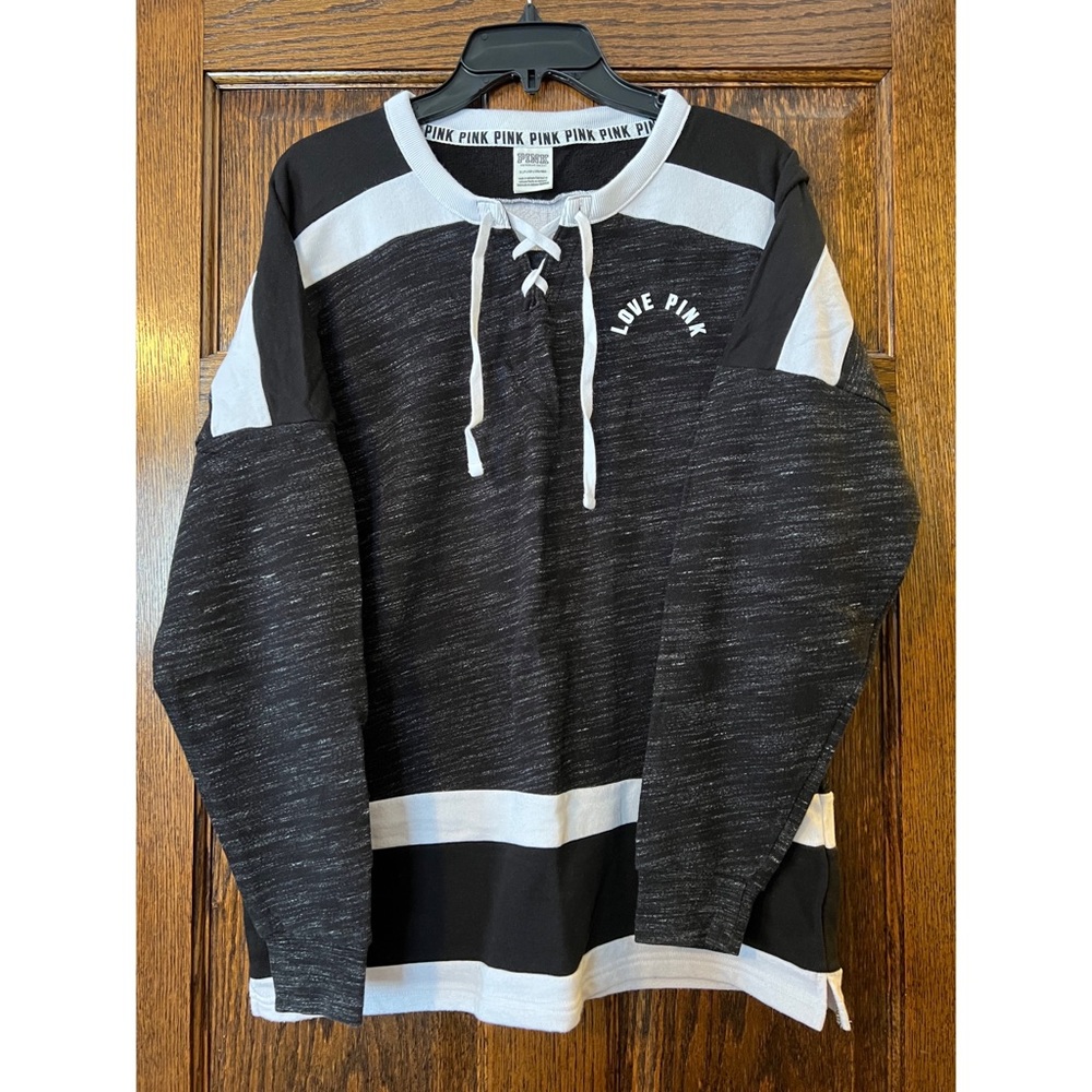 PINK Black and White Sweatshirt w/ Logo On Back